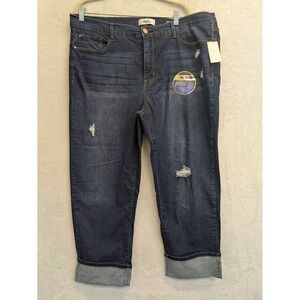 Angels Forever‎ Young Jeans Womens 20W Dark Wash Distressed Crop Capri